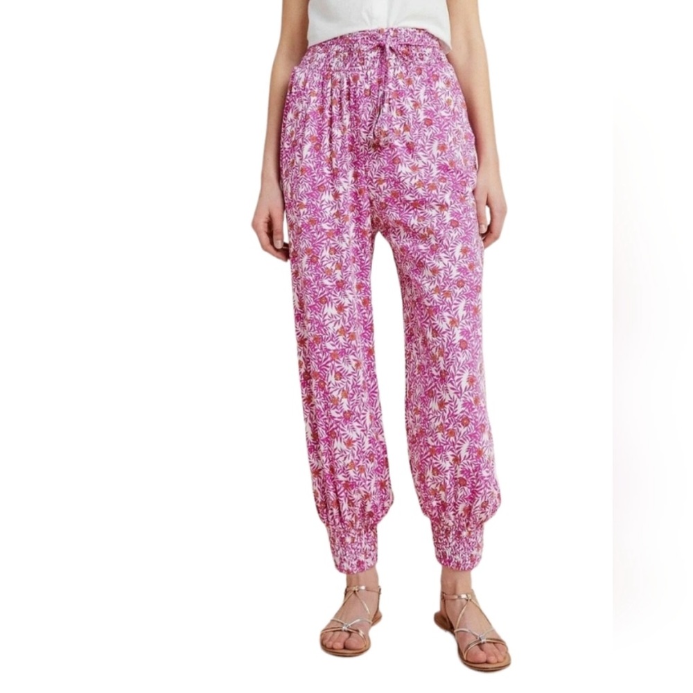 Anthropologie Smocked Floral Jogger Pants